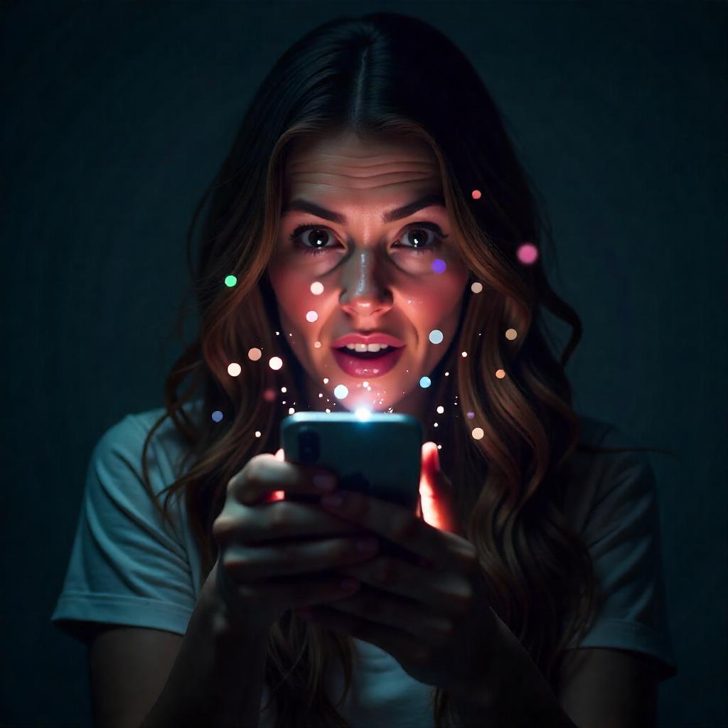 Identidade visual: Processo criativo, moça segurando o celular surpresa.